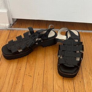 INTENTIONALLY BLANK Black Woven Platform Sandals